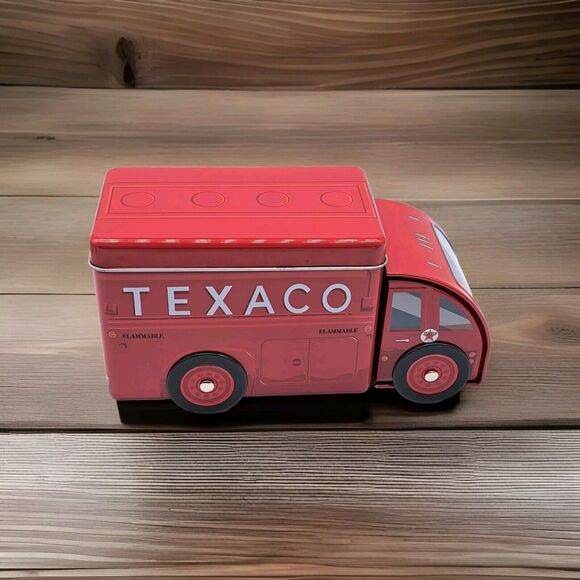 Texaco Chevron Collectible Tanker Rolling Tin Opens Storage Box Red - Picture 2 of 12